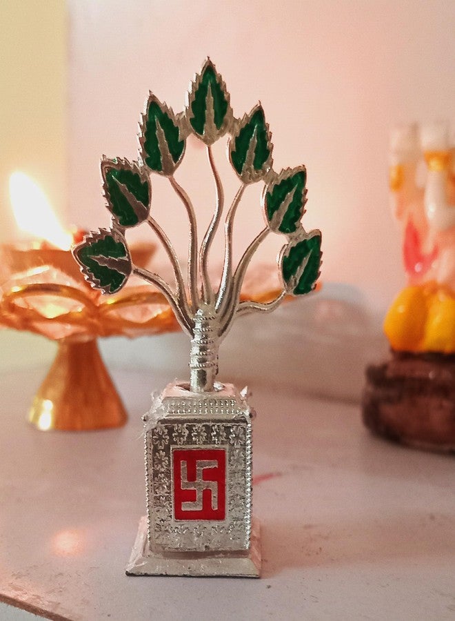 Comelyns Silver Plated Tulsi Plant for Pooja Decorative, Pooja Items, Pooja Thali Set, Religious Metal Tulsi Kyara, Wedding Return Gift, Pooja Articles, vastu Items,Tulsi Plant for Showpiece - Image 2